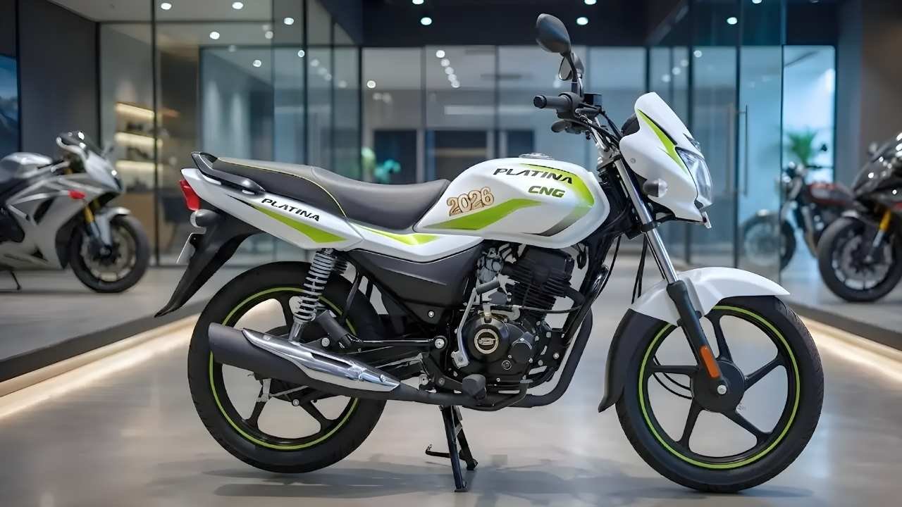Bajaj Platina 2026 CNG Bike Launched with 102cc Engine and 90kmkg Mileage, Price Starts at ₹66,500
